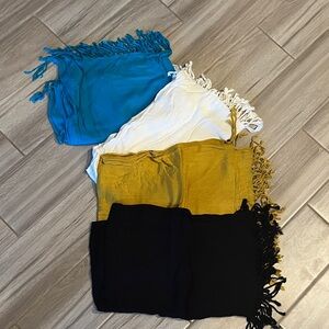 4 Cashmere Fringe Scarves Set